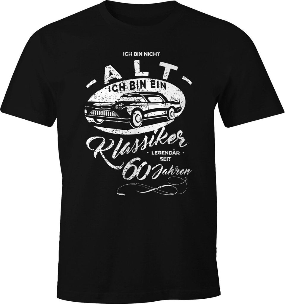 Herren Geschenk T-Shirt Geburtstag Ich bin nicht alt Ich bin ein Klassiker Auto Oldtimer Spruch 30-90 Jahren Moonworks 60 schwarz 4XL