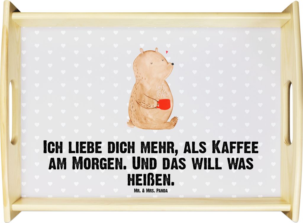 Mr. & Mrs. Panda Deko Tablett Bär Morgenkaffee - Grau Produktbild 