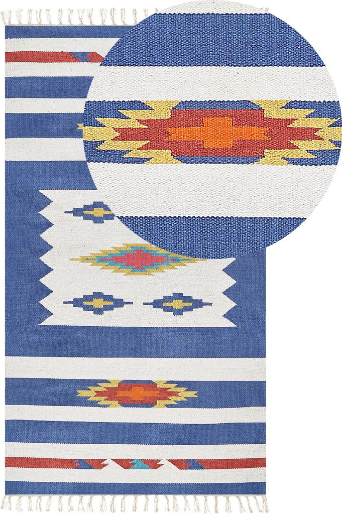 BELIANI Kelim-Teppich Mehrfarbig Baumwolle 80 x 150 cm mit Fransen Geometrischem Muster Handgewebt Zweiseitig Läufer Modern Wohnzimmer Schlafzimmer