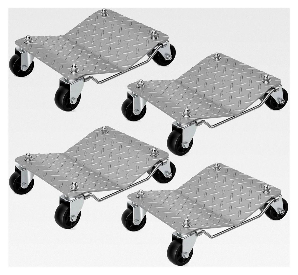 4 Stück Rangierhilfe für PKW mit 500 kg Tragkraft - Mobile Fahrzeugplattform 41x30x13 cm, 360° drehbare Rollen für Auto, Motorrad und Traktor (...