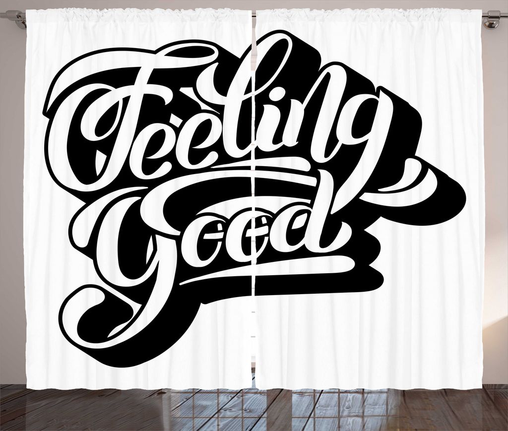 ABAKUHAUS Sprichwort Rustikaler Gardine, Vintage Hipster, Wohnzimmer Universalband Gardinen mit Schlaufen und Haken, 280 x 225 cm, Charcoal Grau Weiß