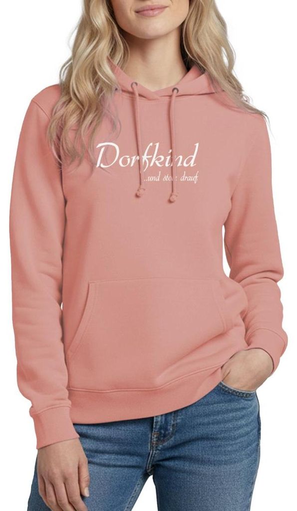 Spreadshirt Dorfkind Geschenk Geschenkidee Witzig Damen Hoodie, M, Altrosa
