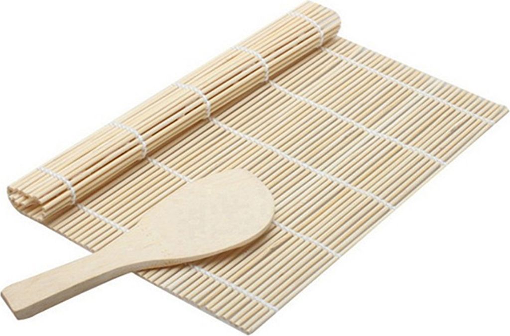 Bambus-Sushi-Matte mit Reislöffel, natürliche Sushi-Rollmatte, lebensmittelechtes Sushi-Herstellungszubehör zum Formen von Sushi-Rollen