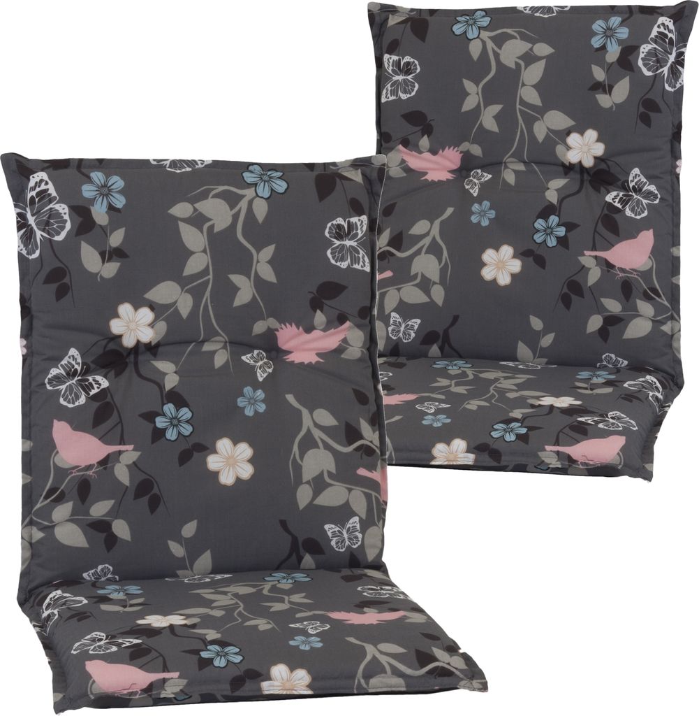 NYVI Gartenstuhl Auflagen Niedriglehner 2er Set Barcelona - UV-Beständig, Atmungsaktiv, Strapazierfähig - Niedriglehnerauflagen Outdoor - Sitzauf...