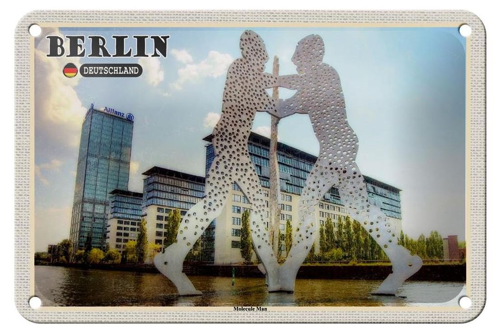 Blechschild Städte Berlin Molecule Mann Deko Skulptur 18x12cm Schild