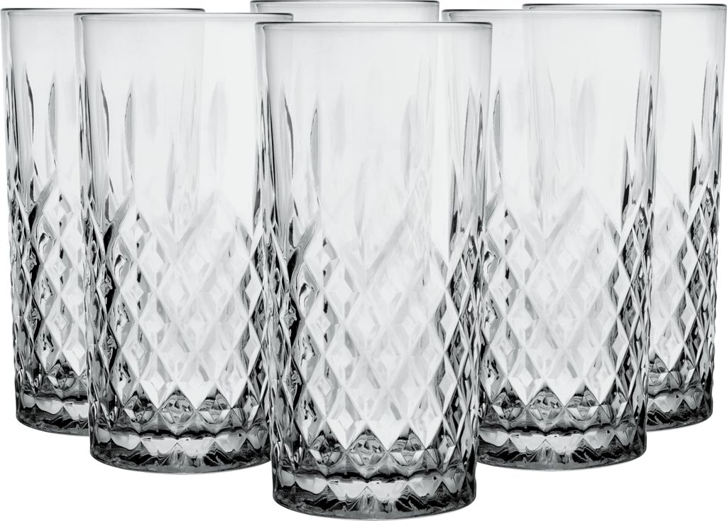 Glasmark Krosno Wassergläser Gläser Trinkgläser Set Longdrink Longdrinkgläser Cocktailgläser Spülmaschinenfest Grau Mit Kristall Effekt 6 x 3...