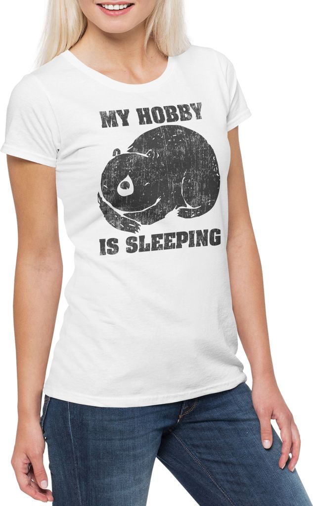 Urban Backwoods My Hobby Is Sleeping, Damen T-Shirt, Farbe: Weiß, Größe: XL