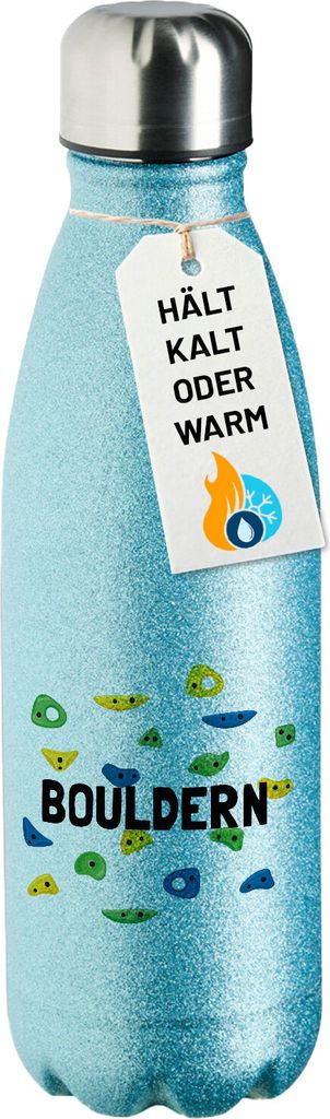Huuraa Trinkflasche Bouldern Kletterwand 500ml Blue Edelstahl Wasserflasche Trinkflasche Geschenkidee
