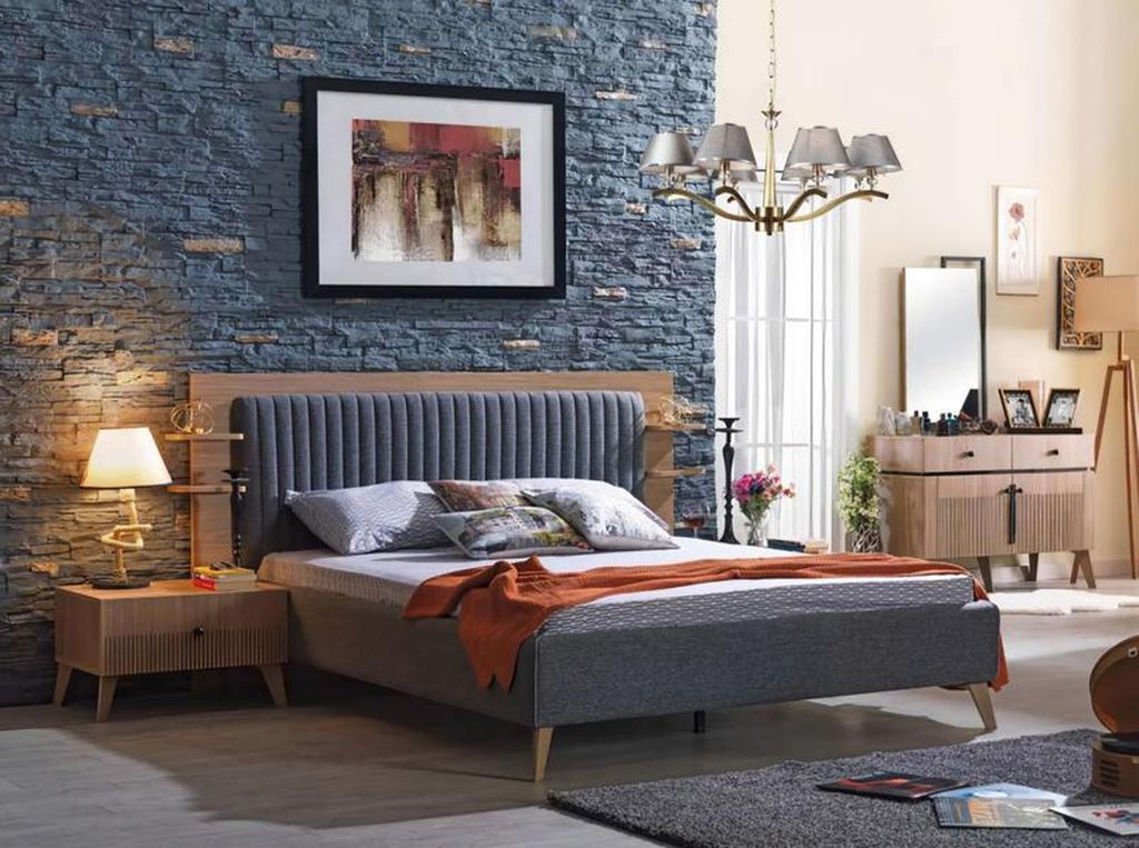Komplettes Schlafzimmer 2x Nachttische Set Bett Kommode Sets Schlaf 3tlg