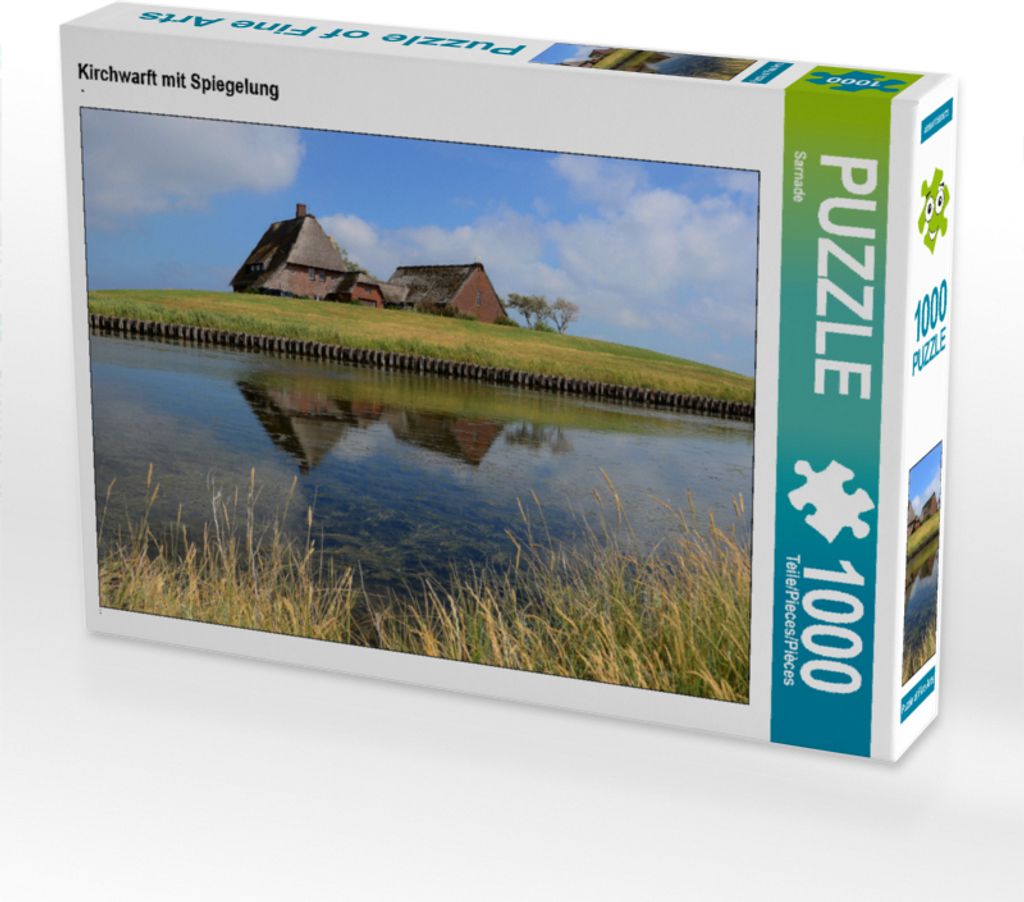 CALVENDO Puzzle Kirchwarft auf Hallig Hooge | 1000 Teile Lege-Größe 64x48cm Foto-Puzzle für glückliche Stunden