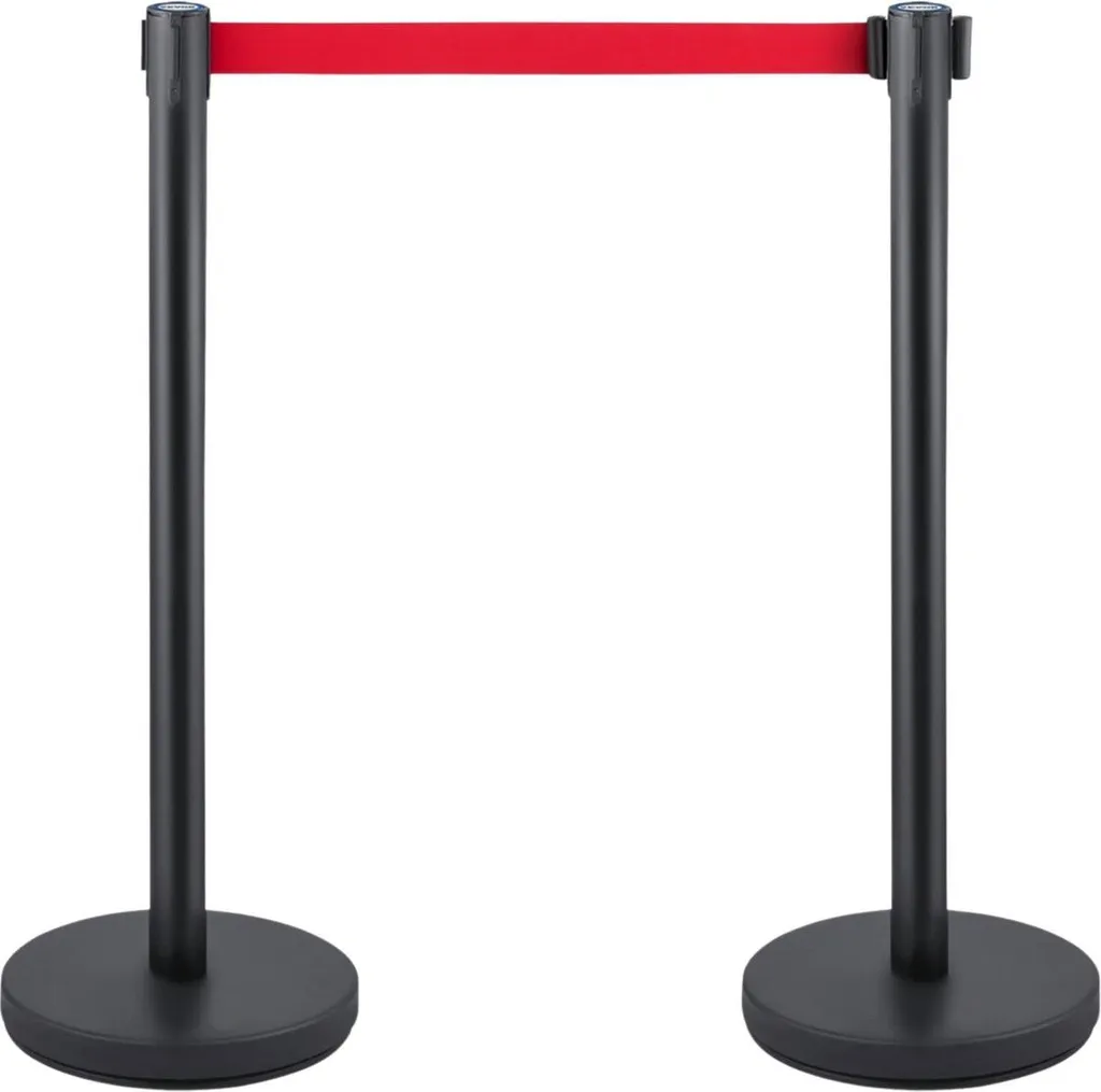 Barrière de délimitation de luxe 6m avec 6 poteaux et corde de velours rouge