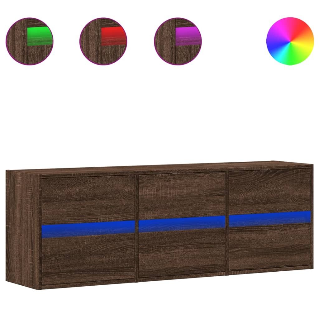 (Robust Möbel)TV-Wandschrank, Fernsehtisch - CLORIS - LED-Beleuchtung Braun Eichen-Optik 130x31x45cm - TV-Schränke DEMöbel510279