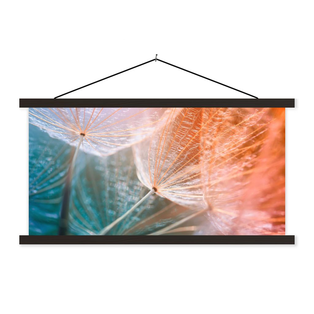 MuchoWow Textilposter Blume - Löwenzahn - Pflanze 60x30 cm mit schwarzem Rahmen - Textilien