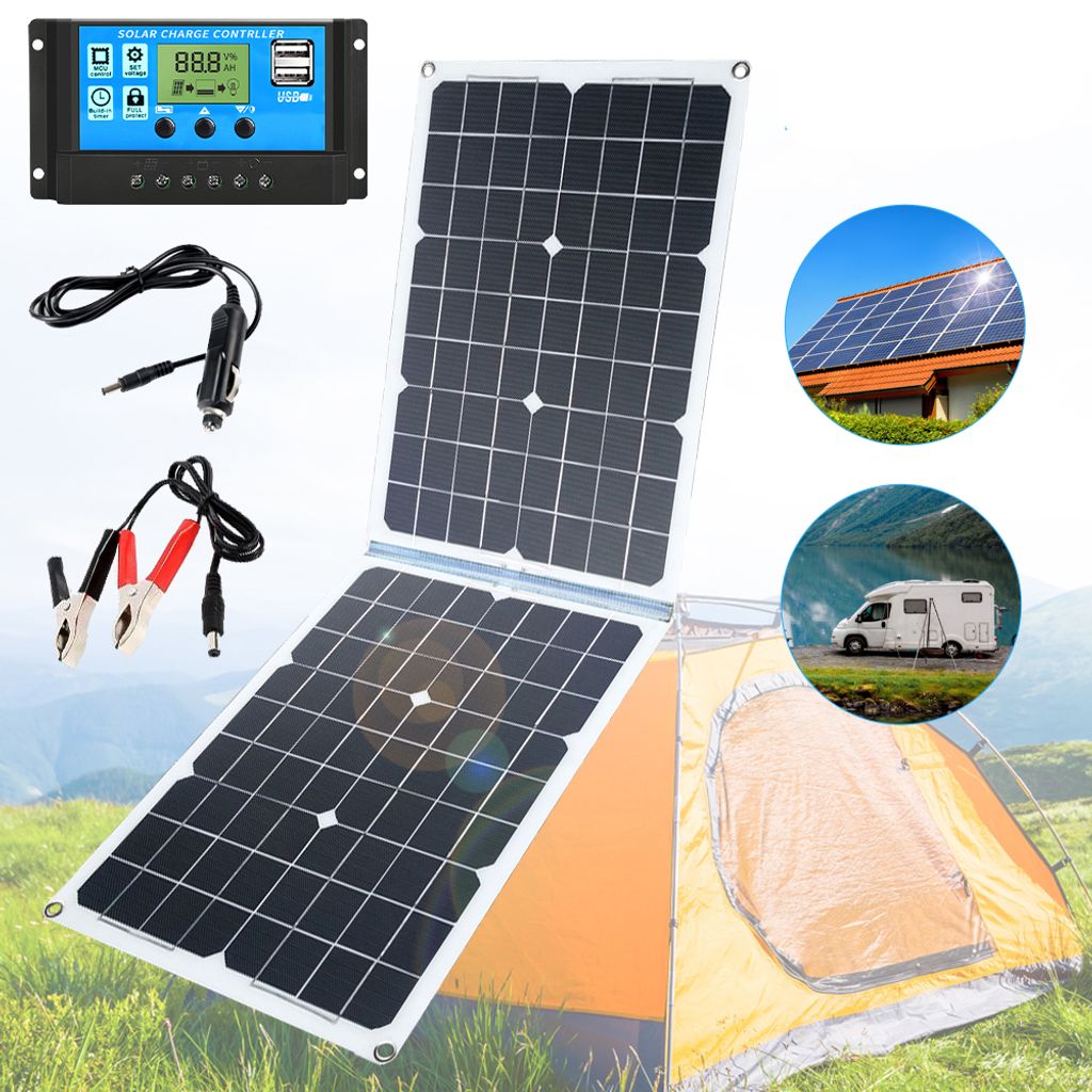 50W Faltbar Tragbar Solarpanel Kit 12V