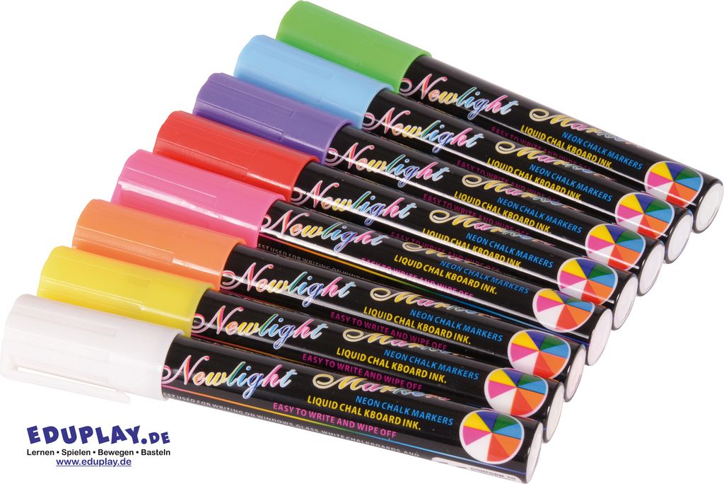 EDUPLAY 240201 Crayons de craie liquide, multicolores, 8 Image du produit 