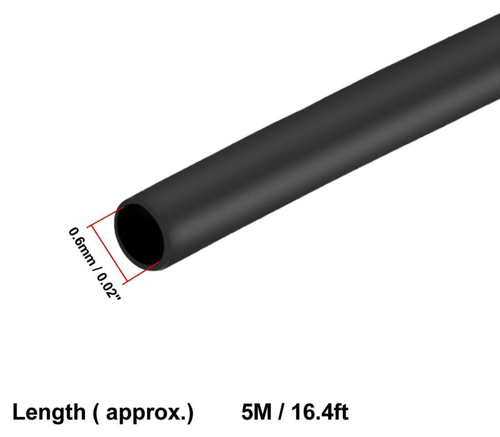 ?0,6mm PE Schrumpfschlauch Schwarz Schlauch 5m L?ng Industrie Schrumpfschlauch Wasserdicht Kabelschutz Schrumpfschl?uche 2:1 Schrumpfverh?ltnis Kab...