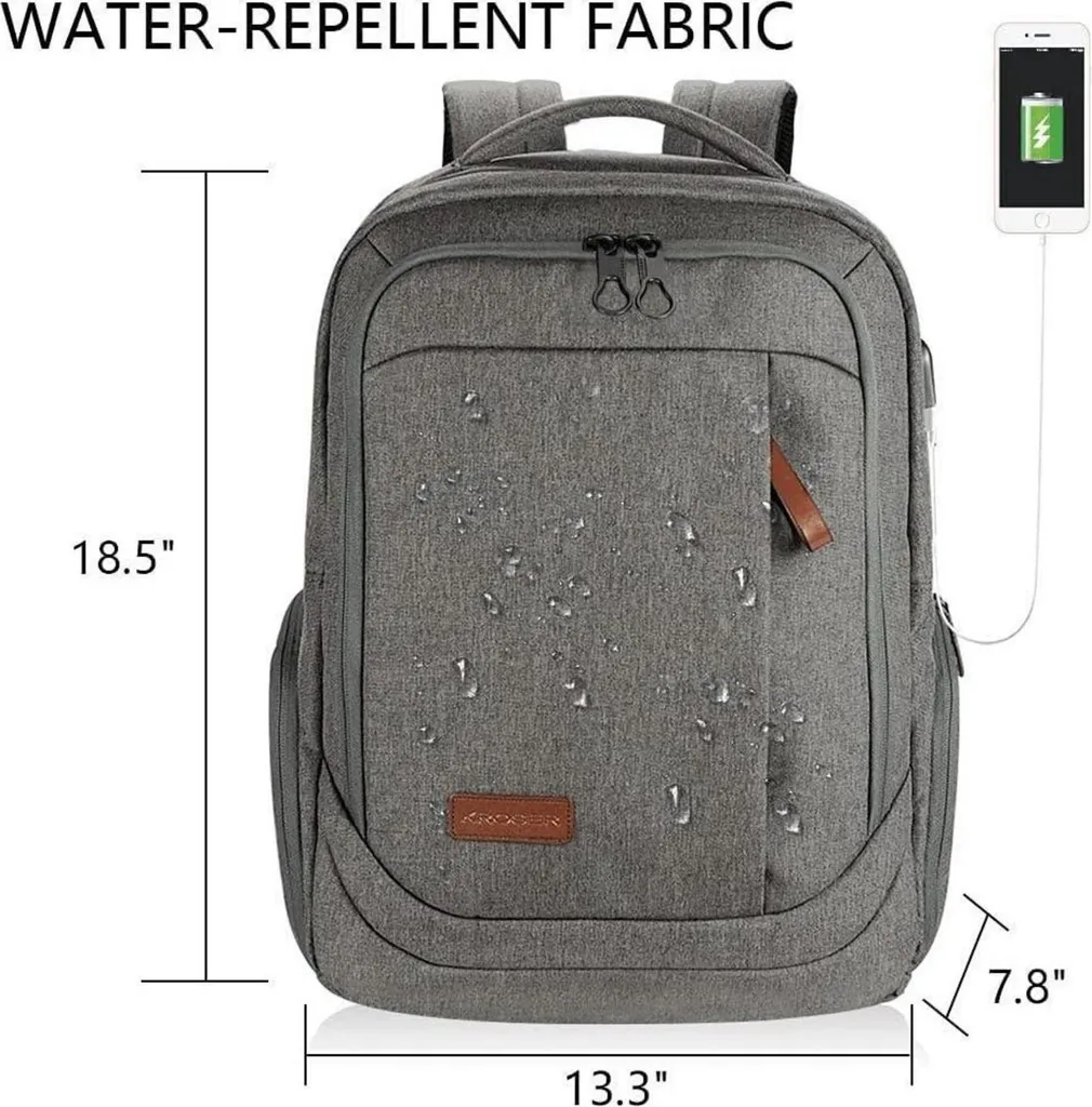 Sac ordinateur 17,3 pouces imperméable avec port de charge USB - 3