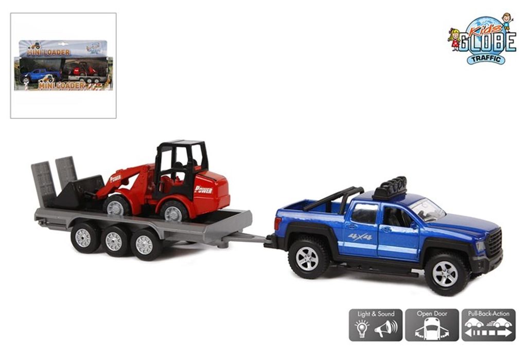 Kids Globe SUV mit Anhänger + Bagger Licht + Sound Immagine del prodotto 