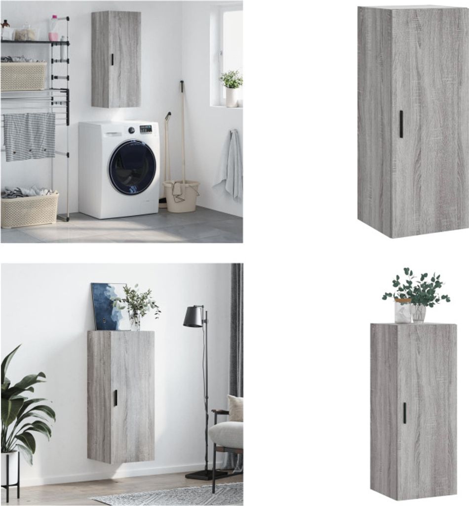 vidaXL Wandschrank Grau Sonoma 34,5x34x90 cm - Wandschrank - Wandschränke - Schrank - Lagerschrank