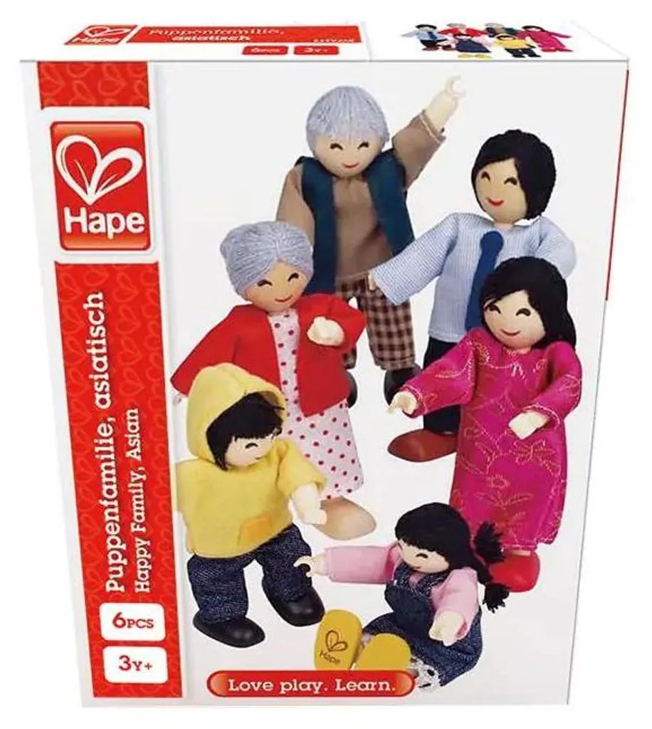 Poupées en Bois Famille Asiatique pour Maison de Poupées Enfant Hape