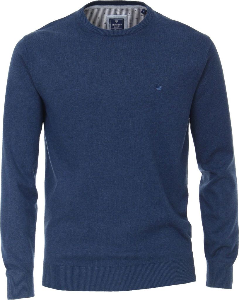 REDMOND Casual Herren Pullover Langarm Rundhals Dunkelblau 3XL