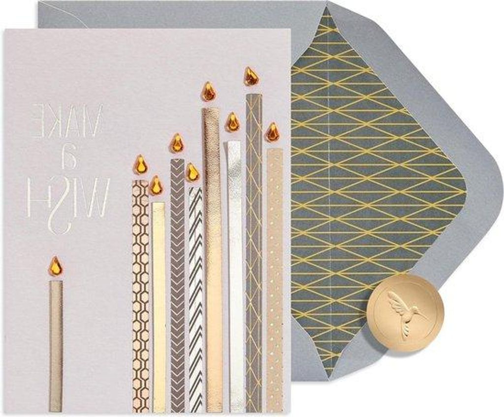 Geburtstagskarte - Glitzernde Wunschkaart - Geburtstag Wünsche - Edelsteinfolie - 11 x 15 cm - Metalllichter
