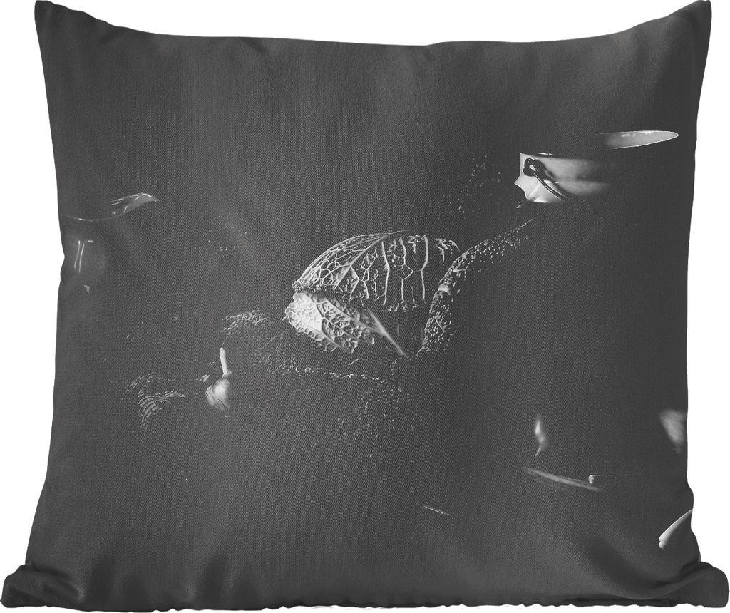 MuchoWow Zierkissen Sofakissen Wohnzimmer Dekokissen 45x45 cm Stilleben - Kohl - Schwarz - Weiß - Schlafpolster - Polster für das Sofa