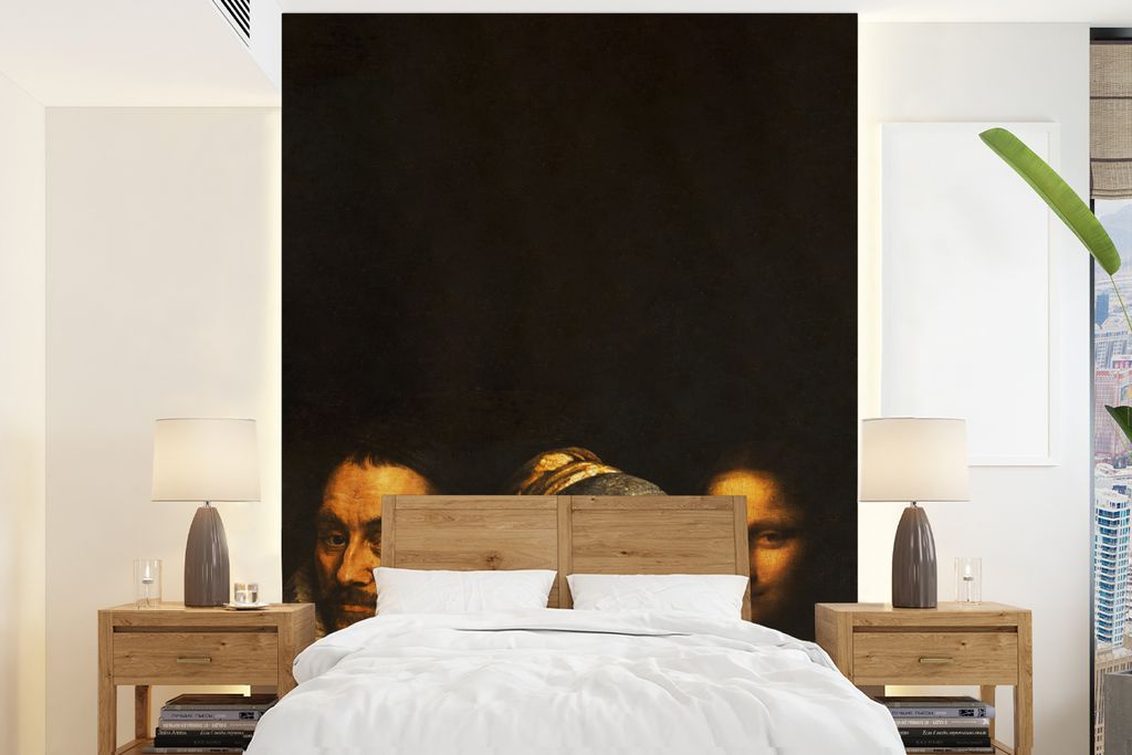 MuchoWow Fototapete für Wohnzimmer oder Schlafzimmer Wandtapete Vinyl Motivtapete Kunst - Alte Meister - Collage - 165x220 cm - Wanddekorationen