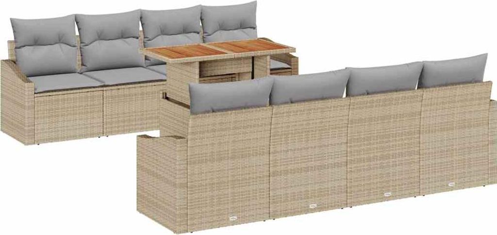 vidaXL Garten Essgruppe mit Kissen 9 pcs Beige und Grau