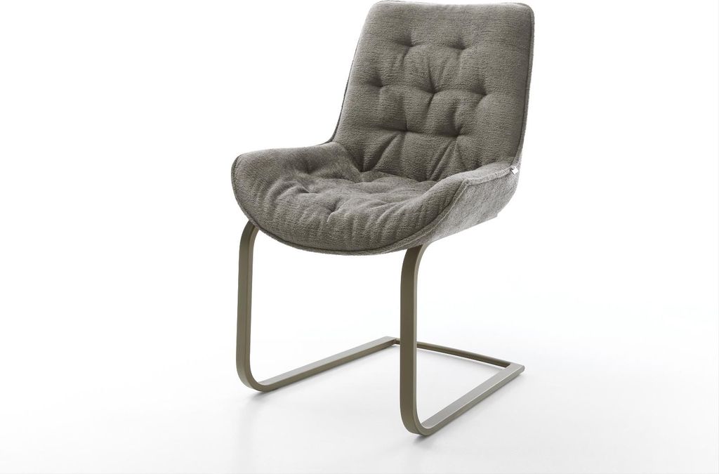 DELIFE Freischwinger Taimi-Flex Bouclé Soft Schlamm Freischwinger flach Effektfinish Titan