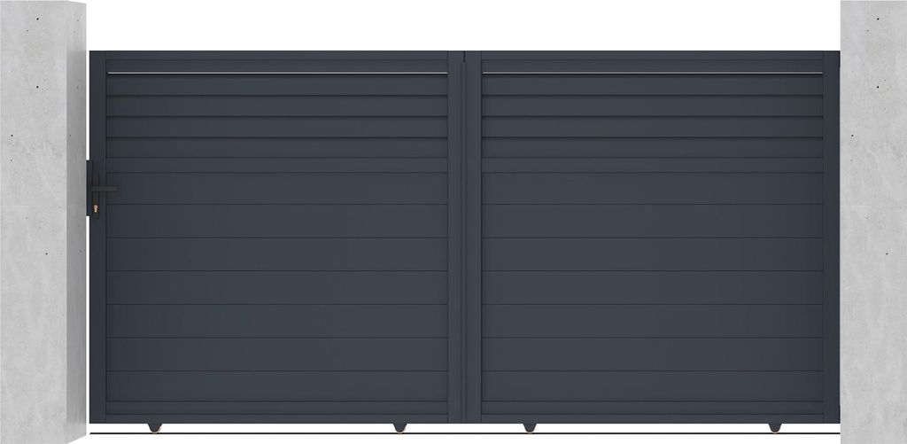 Schiebetor 3,5m CARPATIA H.180cm + 2 Pfosten H.190cm aluminium grau