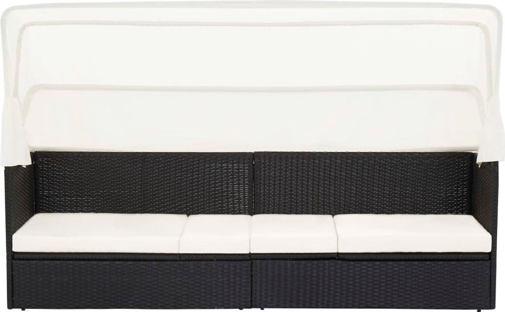 vidaXL Gartensofa mit Sonnendach Schwarz Poly Rattan Produktbild 
