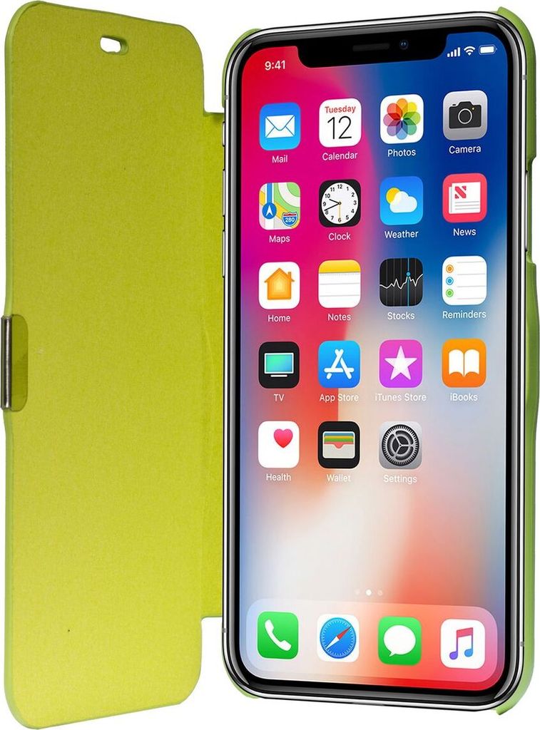 Flip Cover Schutzhülle Case Handyhülle Bookstyle für Apple iPhone X Grün