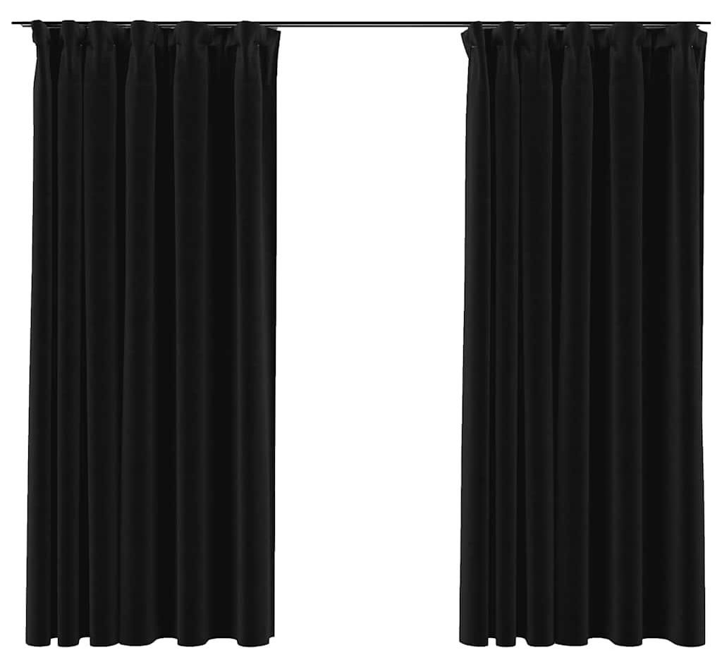 vidaXL Verdunkelungsvorhänge mit Haken Leinenoptik 2 Stk. 140x175 cm