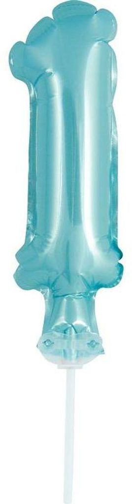 Kuchendeko Mini Folienballon hellblau Zahl 1 Produktbild 