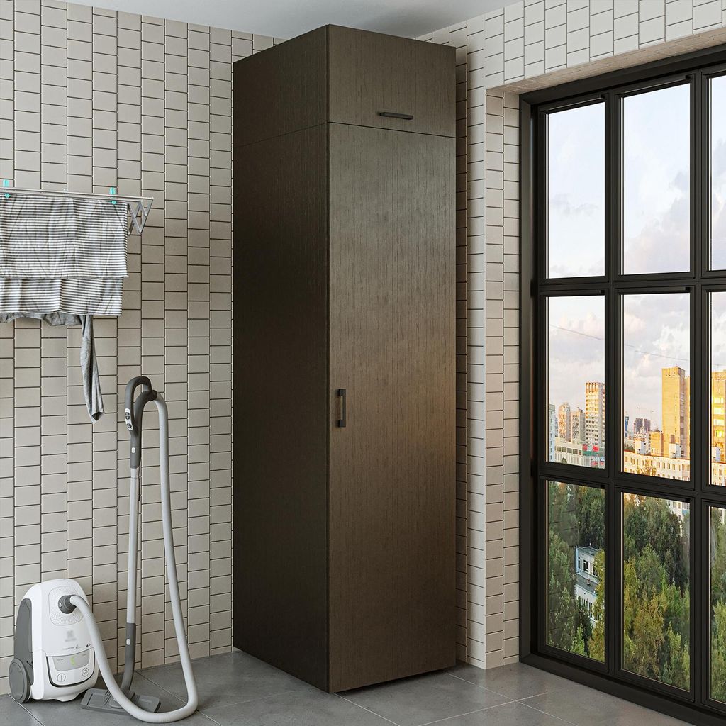 Roomart Waschmaschinenschrank 60 cm breit, Schwarz-Eiche