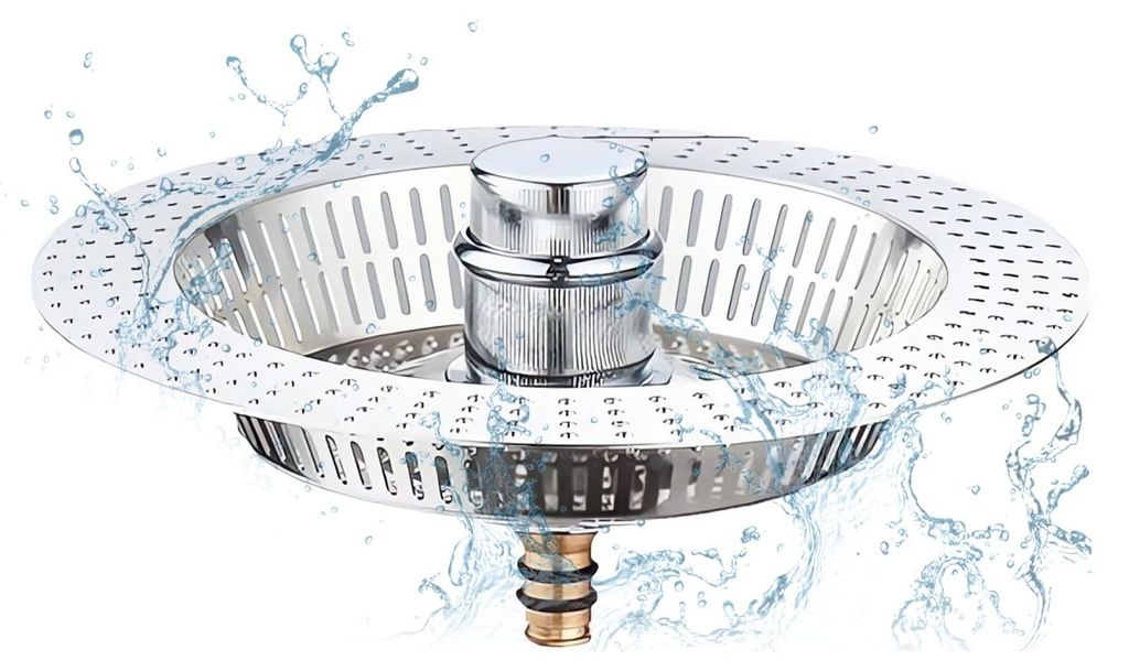Küchenabflusssieb, 3-in-1-Filter mit elastischem Kern, Edelstahl-Abflusssieb, geruchs- und verstopfungsresistenter Filter, universelles Abflusssie...