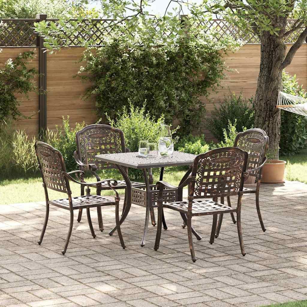Möbel Gartentisch Set 3 pcs Bronzefarben 80 x 80 x 75 cm - Gartenstühle 3334728