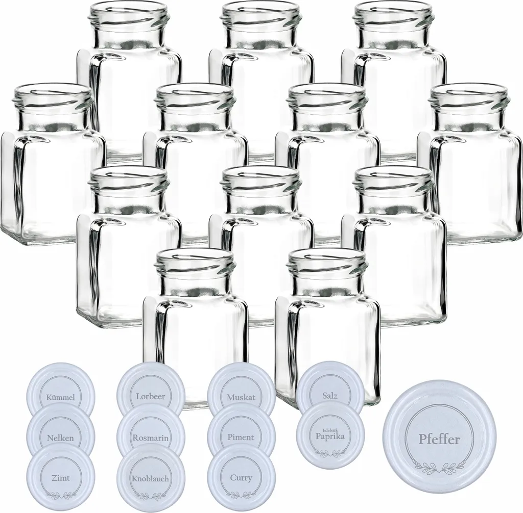 12 Vasetti per Conserve e Spezie 150ml - Tappi Bianchi Eleganti