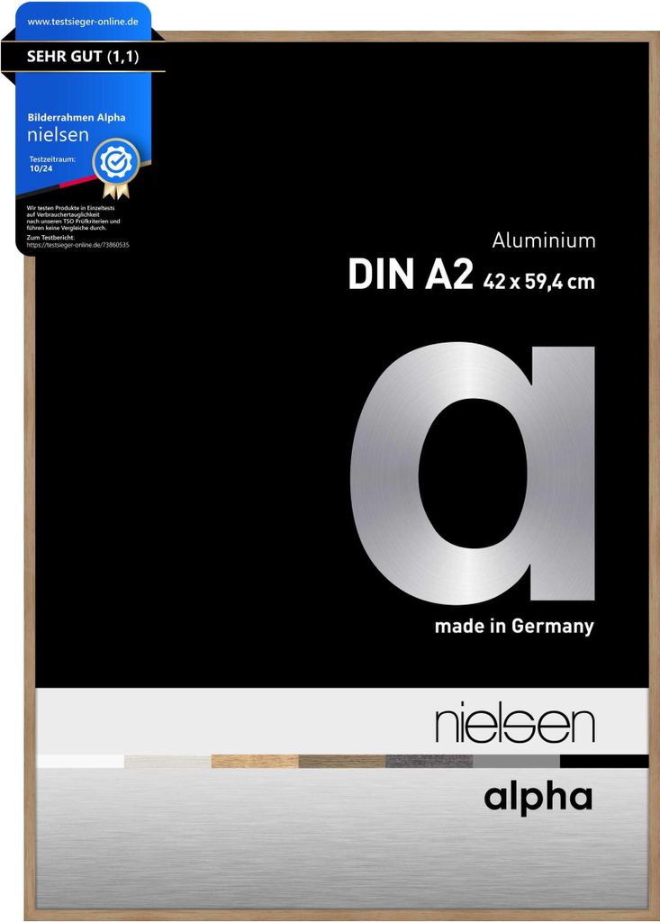 nielsen Aluminium Bilderrahmen Alpha, 42x59,4 cm (A2), Eiche