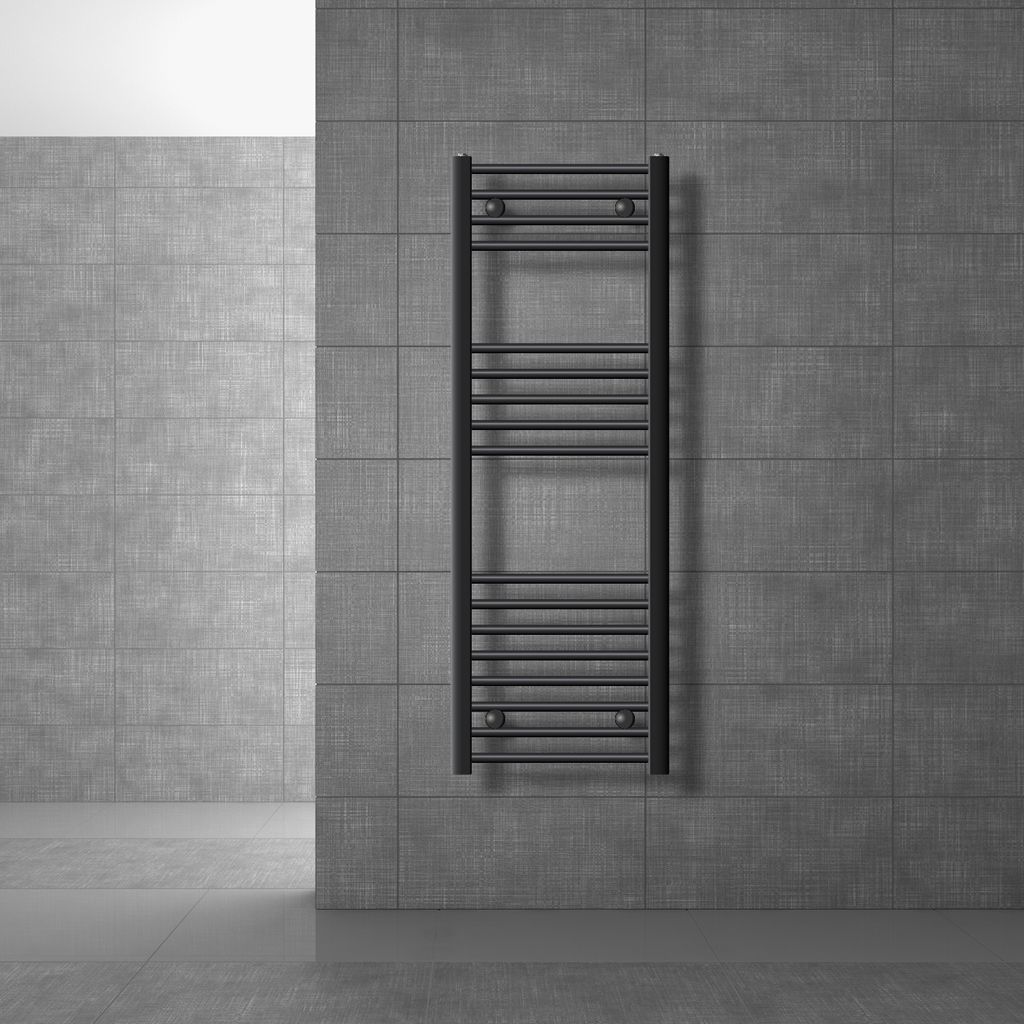 LuxeBath Badheizkörper Sahara - 400 x 1200 mm - Anthrazit - gebogen mit Seitenanschluss - Heizkörper Handtuchwärmer Handtuchtrockner, ohne Heizstab