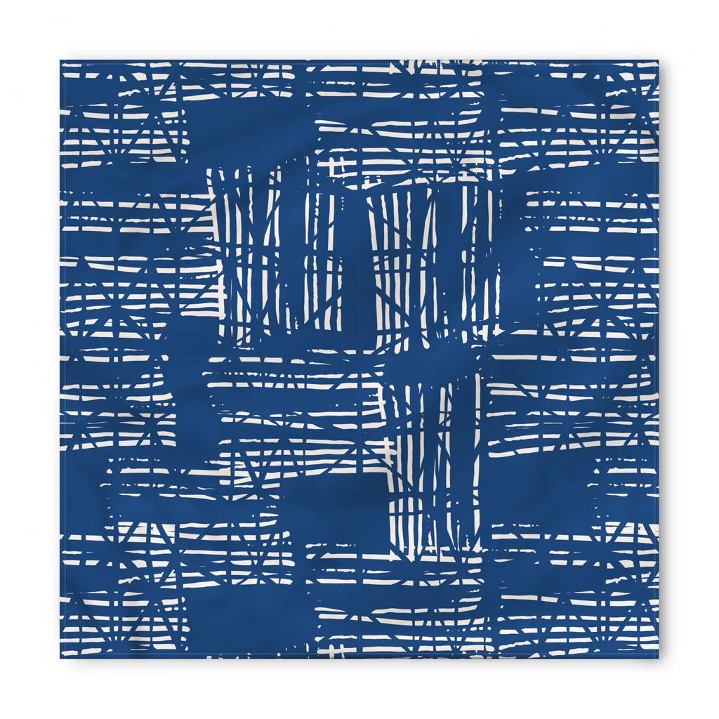 ABAKUHAUS Bandana asiatica per animali domestici, effetto tie dye a strisce, 40x40 cm, blu cobalto e bianco