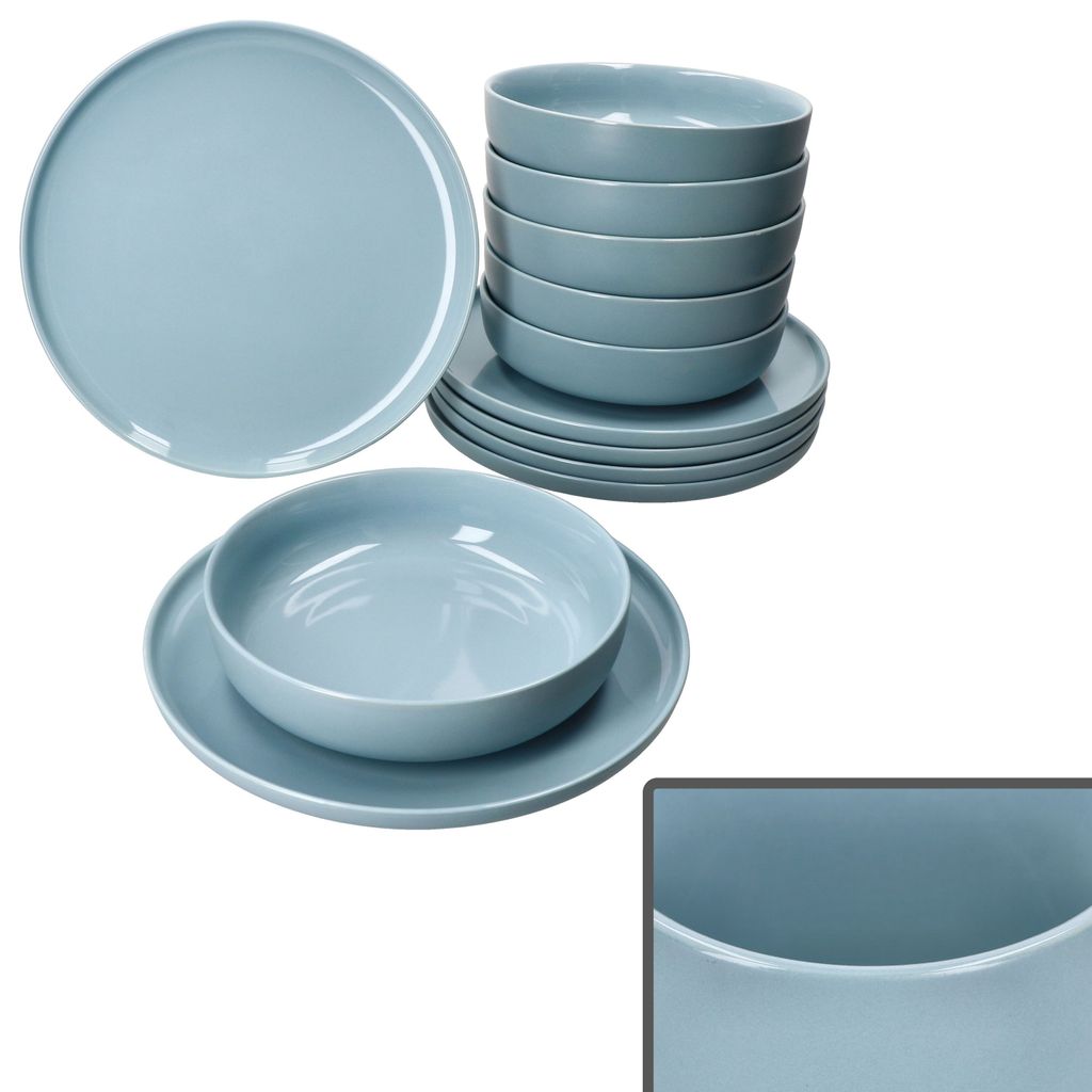 Ritzenhoff 12tlg Tafelservice Jasper Graublau Steingut Produktbild 
