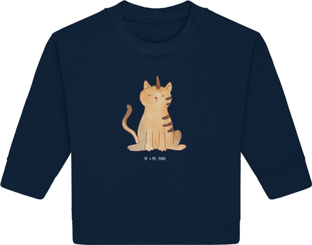 Mr. & Mrs. Panda Organic Baby Pullover Einhorn Katze 24. - 36. Monat - French Navy - Geschenk, Bullover, Mieze, Glitzer, Unicorn, Regenbogen