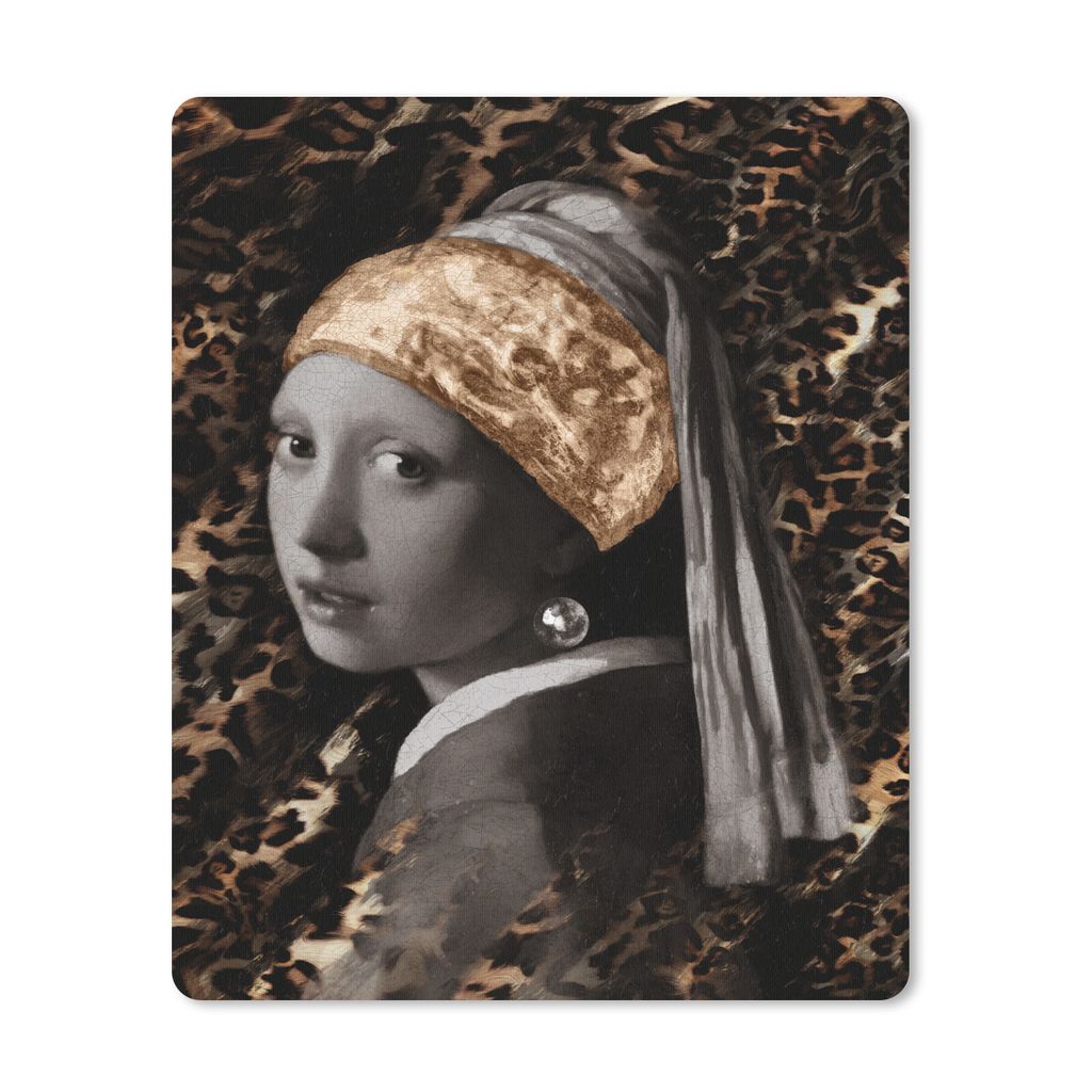 MuchoWow Mauspad Mousepad Das Mädchen mit dem Perlenohrring - Design - Panther 30x40 cm - Mousepads - Maus Mat - Pad - Mausunterlage - Mausmatten