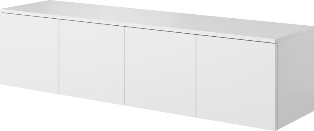 Weißer wandmontierter RTV-Schrank, 150x38x37, TV-Schrank, Produktbild 