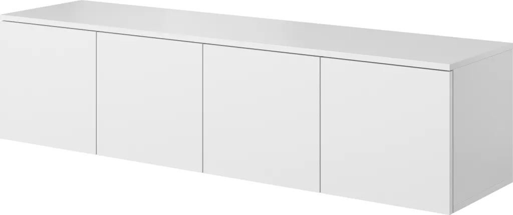 Meuble TV mural pour salon moderne - Armoire RTV 150cm blanc mat