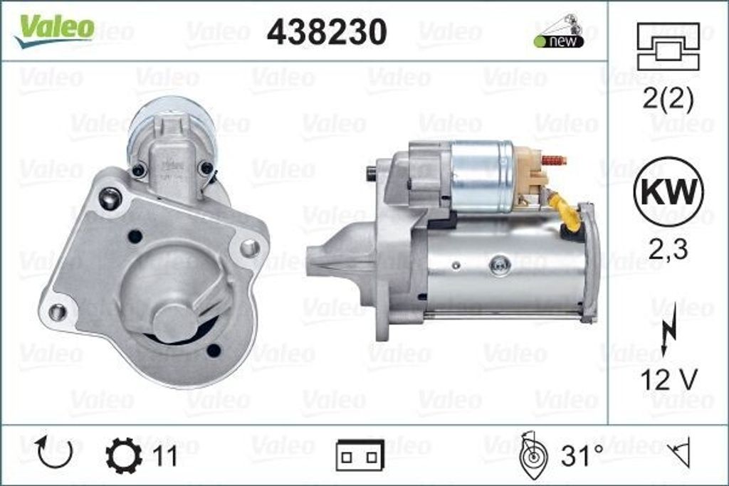 VALEO 438230 - OE 30644957 Anlasser, Starter für C30 (533), S40 II (544), S60 II (134), V50 (545), V60 I (155, 157), V70 III (135)