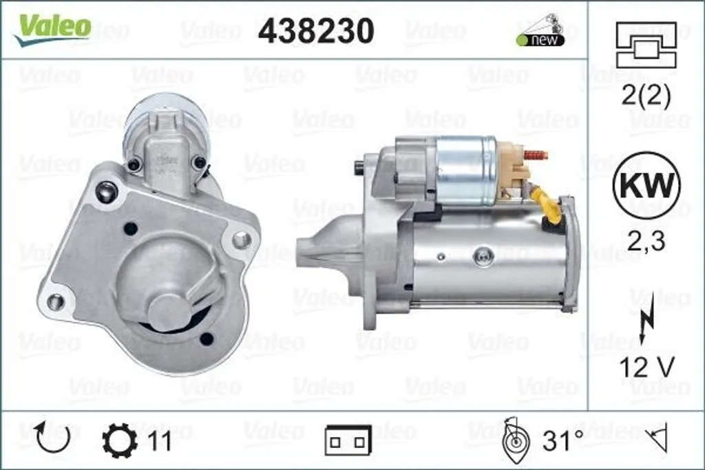 Starter moteur VALEO pour Volvo V60 et V70 III - Pièce neuve certifiée