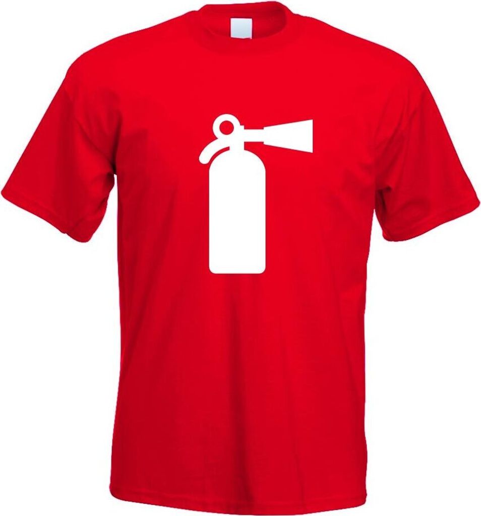 Kiwistar - T-Shirt - rot - Feuerlöscher Motiv Bedruckt Funshirt Design Print - mit Motiv Bedruckt - Funshirt Design - Sport - Freizeit - Herren - L